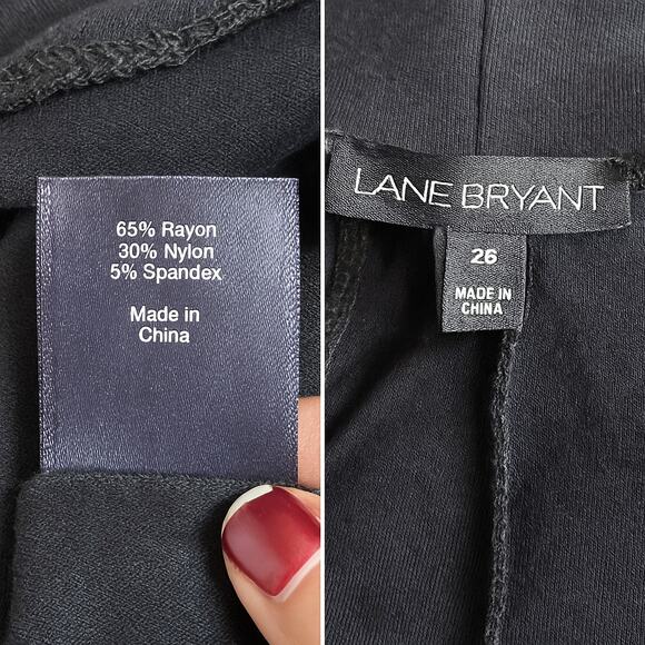 Lane Bryant Black Lace Up Long Sleeve Midi Dress Women’s Size 26 Plus Stretch - Picture 2 of 9